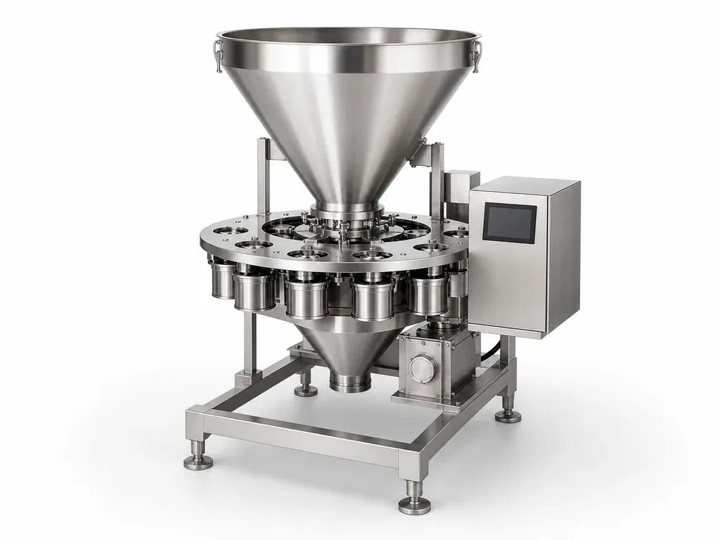 Volumetric cup filler for free-flowing granules